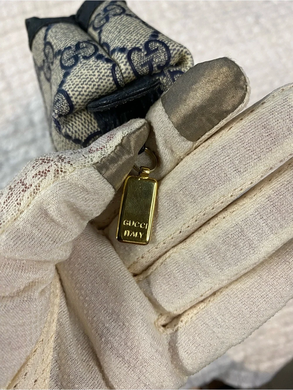 Vintage Gucci navy GG monogram canvas mini pouch